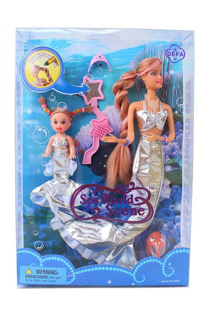 Кукла Defa - Русалочка с ребенком и аксессуарами, 34 см.  